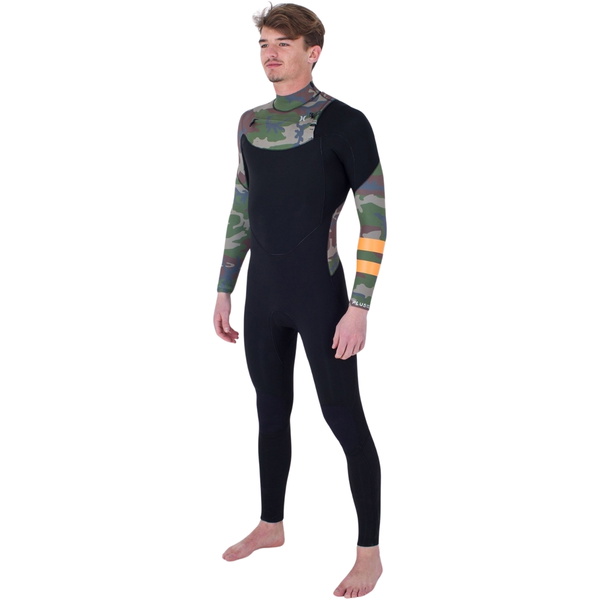 Hurley Mens Plus Printed 3/2mm Chest Zip Wetsuit MFS0012322 - Medium Brown